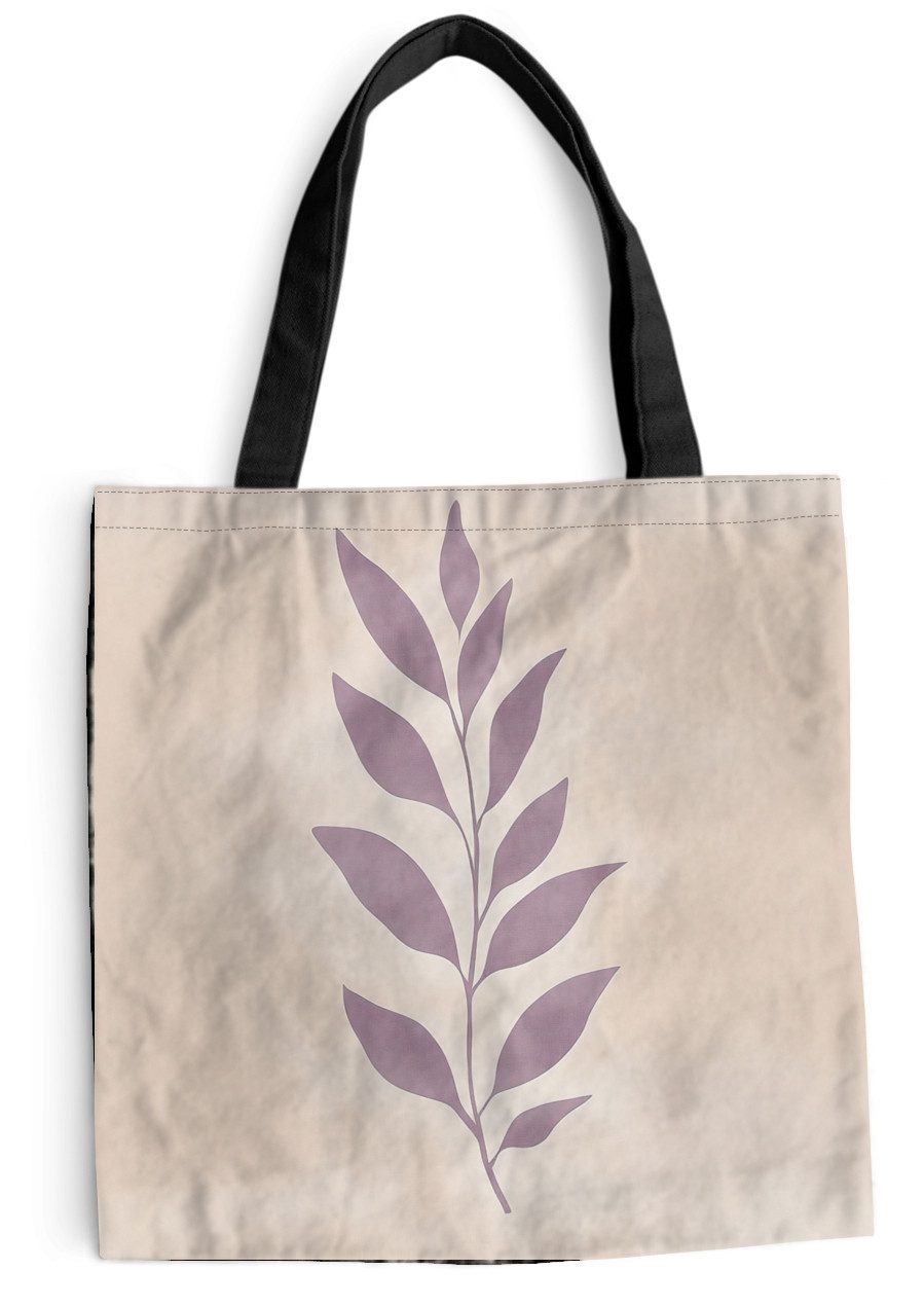 MuchoWow Shopper Zweig - Blätter - Minimalistisch - Beige, Handtasche, Damen und Herren, Schultertasche, Umhängetasche, Tote Bag