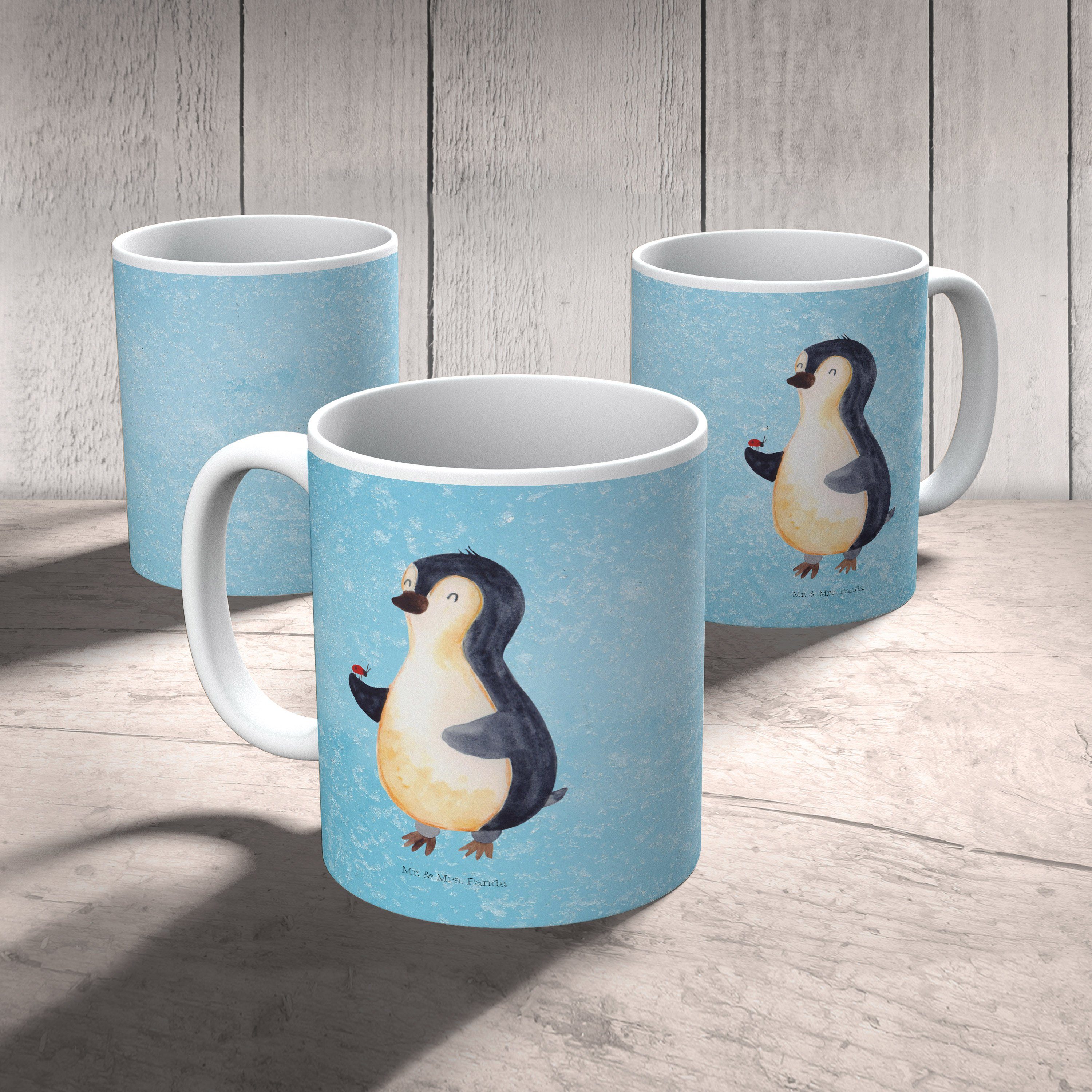 Lebensfreude, - & Mr. - Pinguin Porzel, Keramik Eisblau Marienkäfer Mrs. Panda Tasse, Tasse Geschenk,