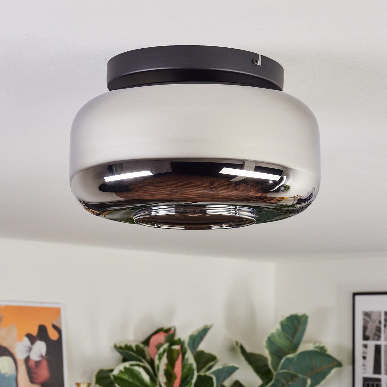 hofstein Deckenleuchte 1-flammige Deckenlampe aus Metall/Glas günstig online kaufen