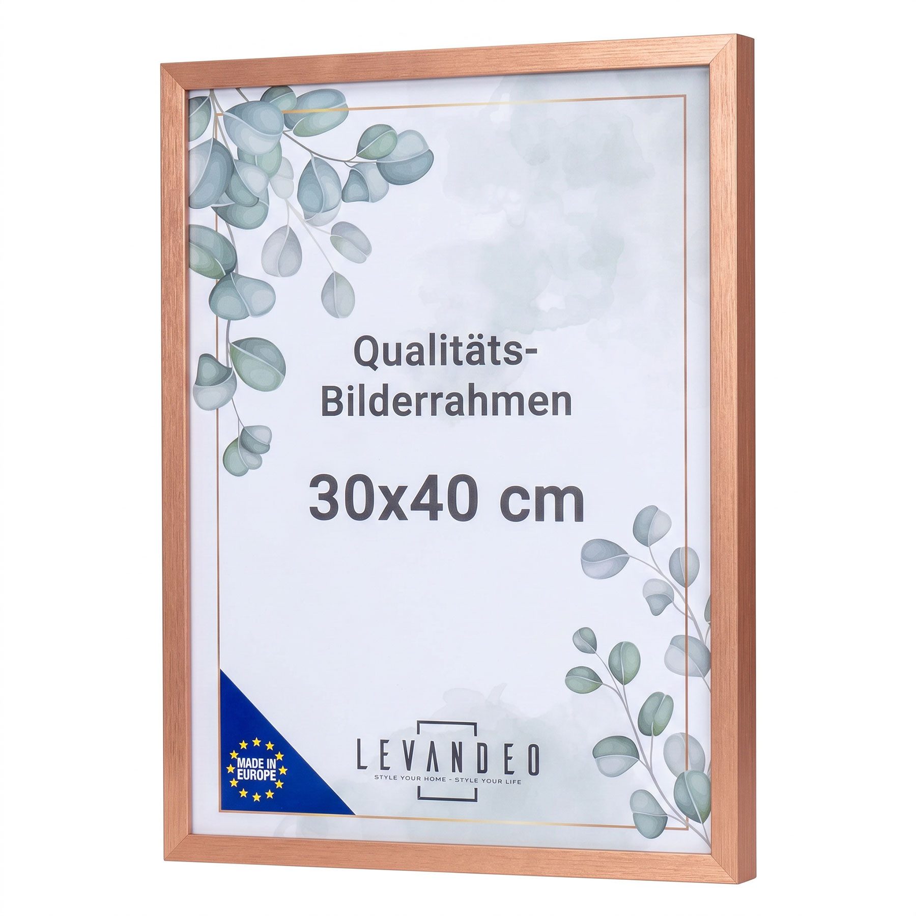 Levandeo® Bilderrahmen, Bilderrahmen 30x40 cm Kupfer MDF Holz Fotorahmen Posterrahmen Wanddeko