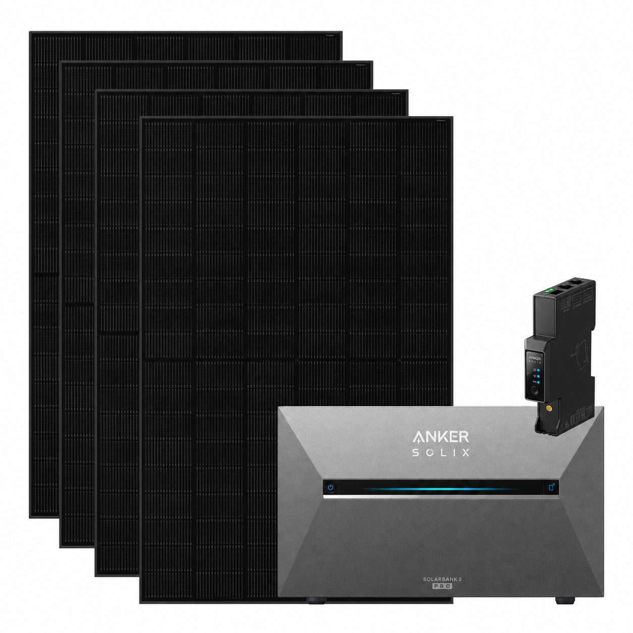 Anker Balkonkraftwerk Solix 1820W Photovoltaikanlage Komplettset mit Solarbank E2700 3 Pro, Monokristallin, (Set, 4*455W Solarmodule + Anker Solarbank 3 Pro + ohne/mit Halterung), mit Smart Meter Gen 2, IP65, Plug und Play