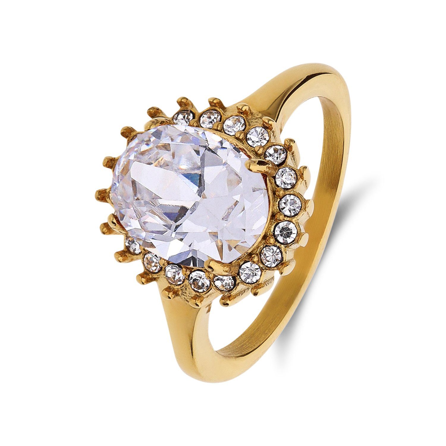 LUCARDI Fingerring Ring - Stahl - Gold - Zirkonia - Damen