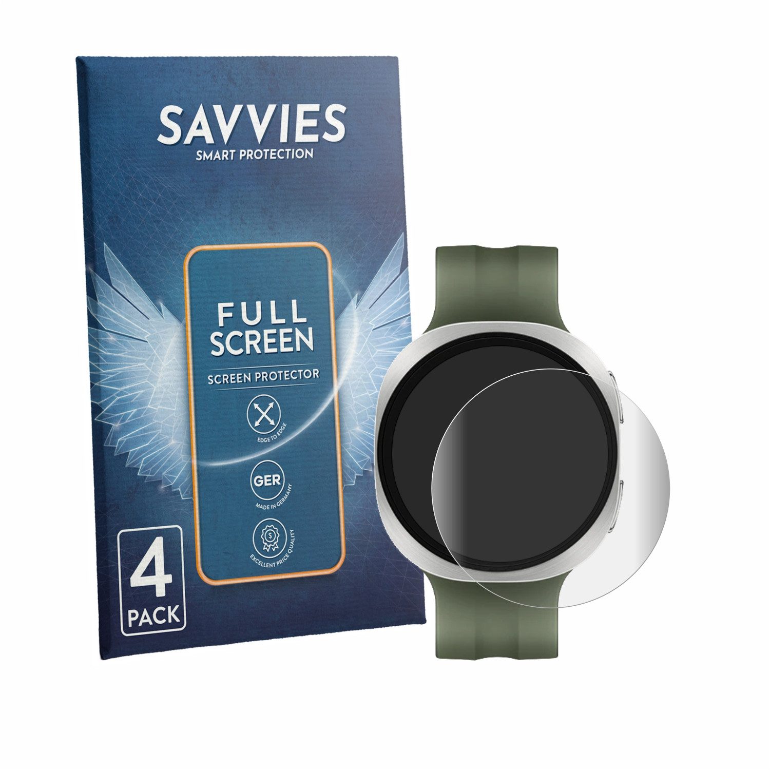 Savvies Displayschutzfolie Fullscreen Schutzfolie für Samsung Galaxy Watch 9 (40 mm), 4 Stück, Displayschutz Folie Fullcover Klar Transparent