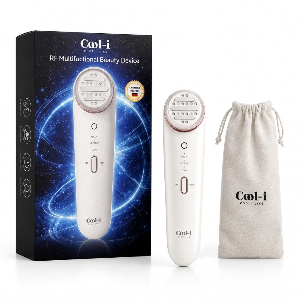 COOL-i ® Gesichtsmassagegerät RF Multifunktionales Schönheitsgerät mit EMS, LED Licht