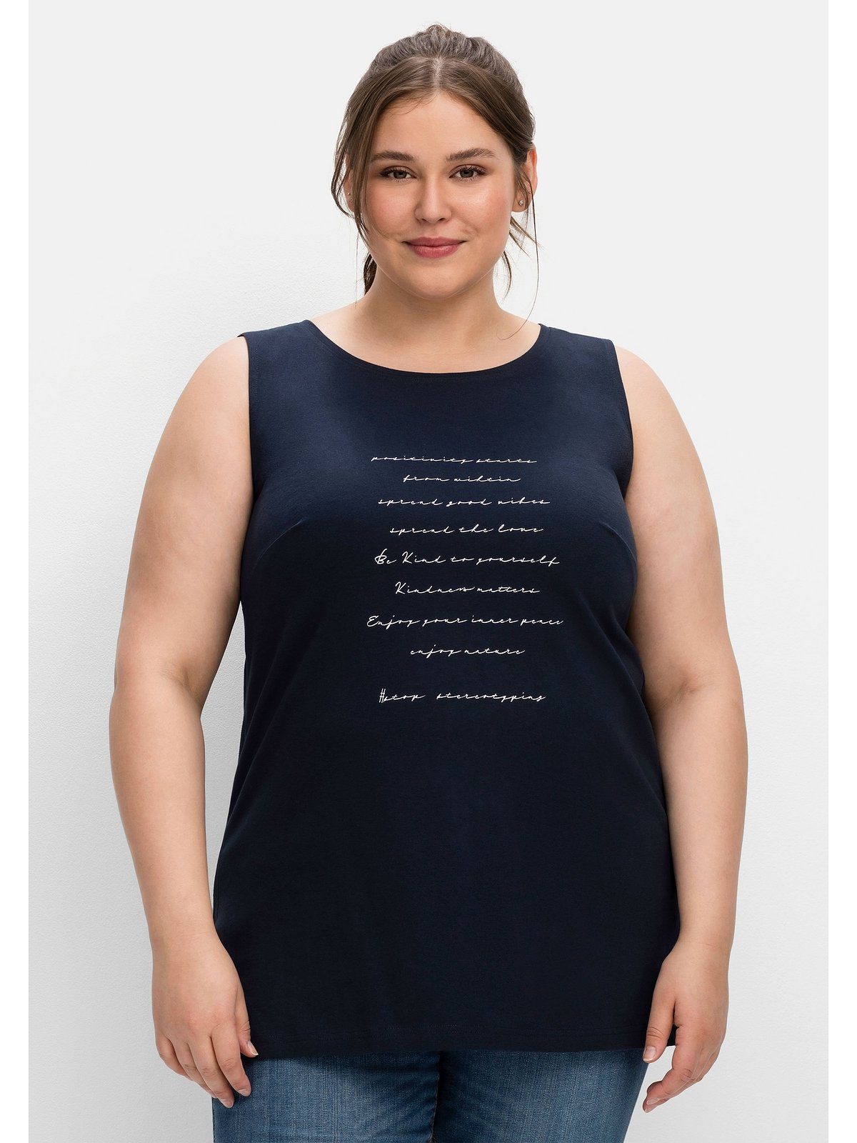 Sheego Tanktop Große Größen mit Wordingprint, in leichter A-Linie