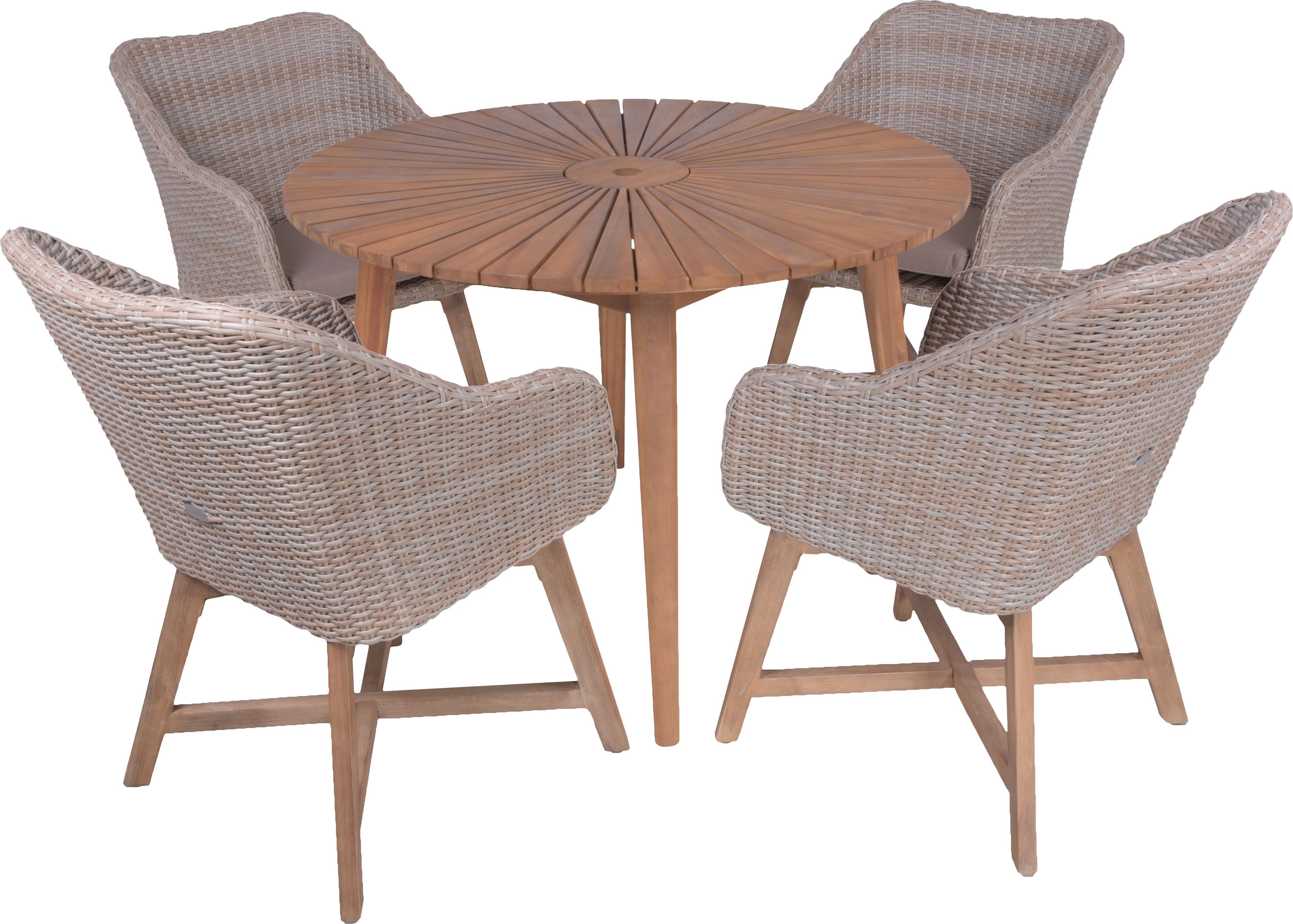 Garden Pleasure Garten-Essgruppe, Tischgruppe »FREMONT/OAKLAND Set 01«, (Set), 4 Sessel, Tisch LxB: 110x110 cm, inkl Auflagen