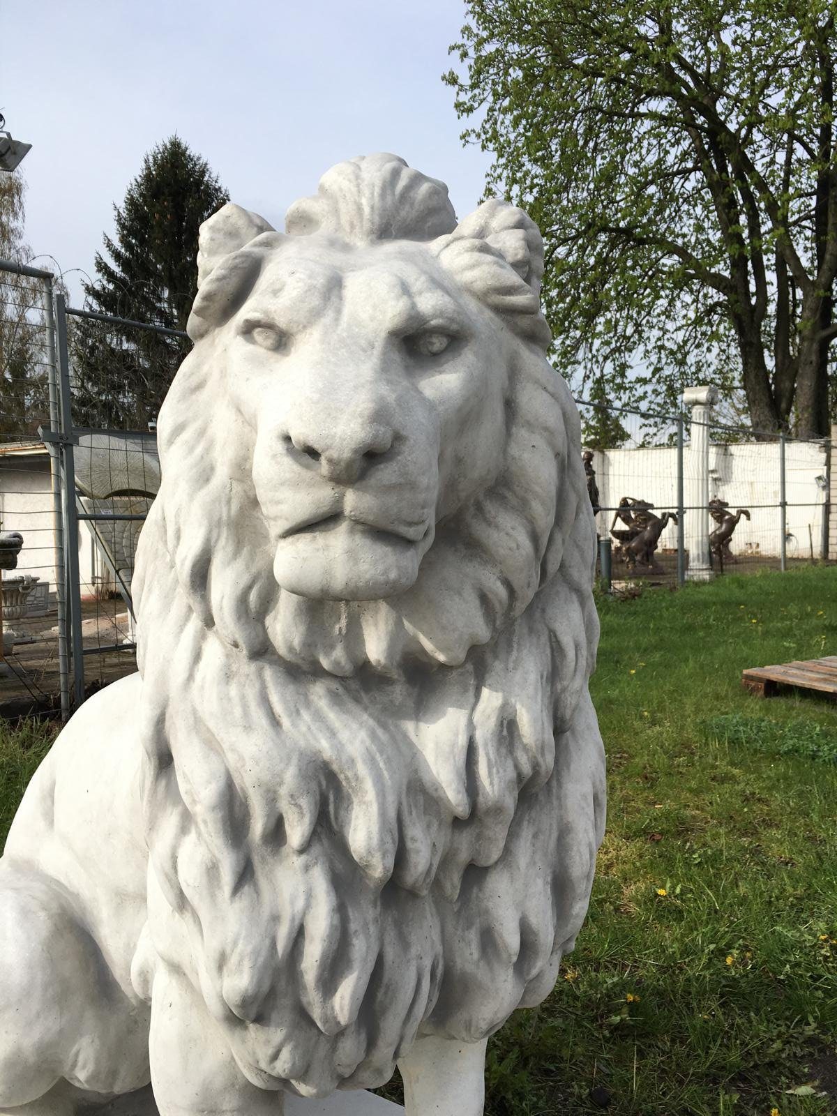 Antikes Wohndesign Gartenfigur Tierfigur Türwächter Steinfigur XXXL Torwächter Löwen Löwe Steinskulpt