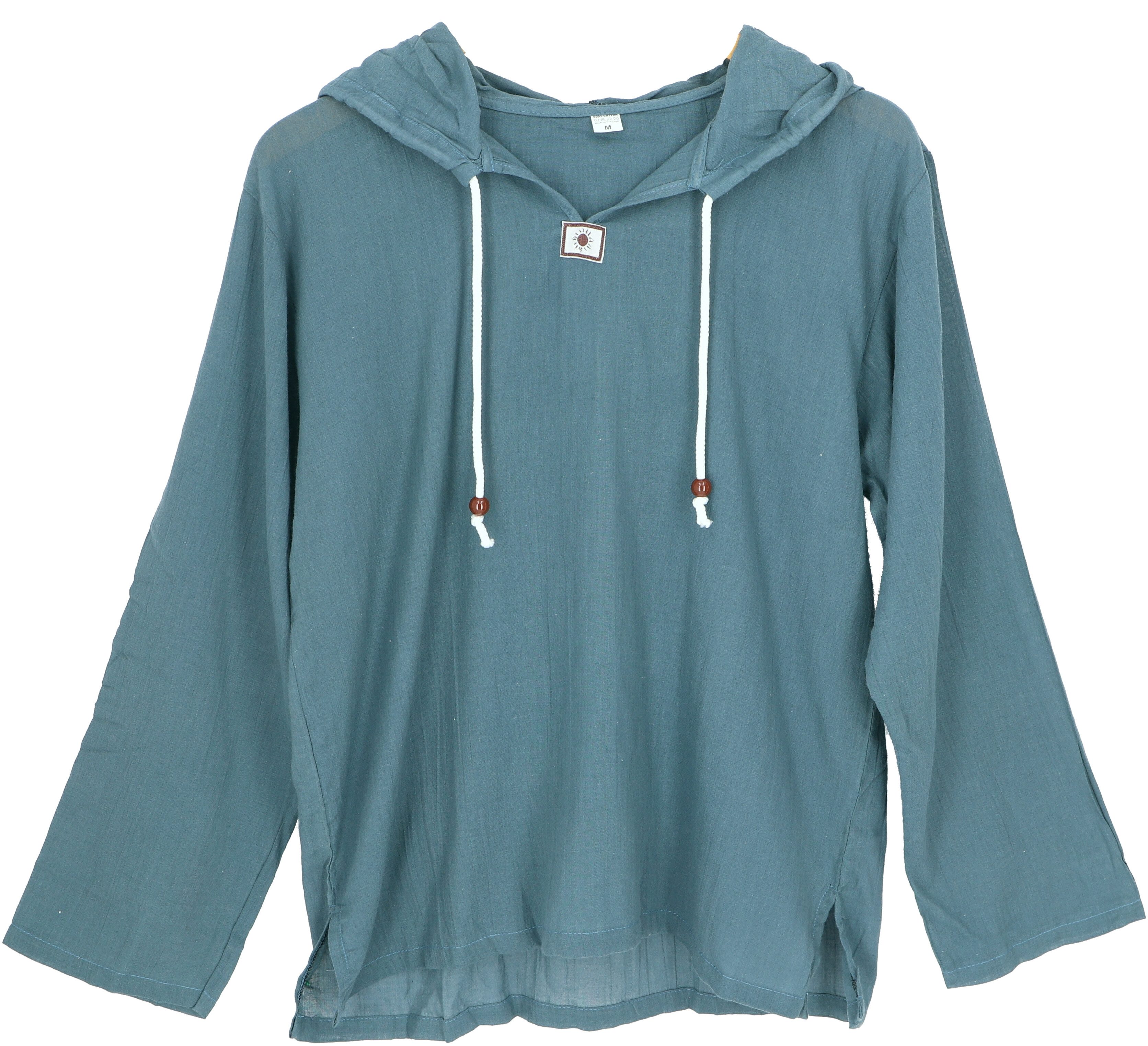 Guru-Shop Hemd & Shirt Yoga Hemd, leichtes Freizeithemd mit Kapuze,.. Ethno Style, alternative Bekleidung