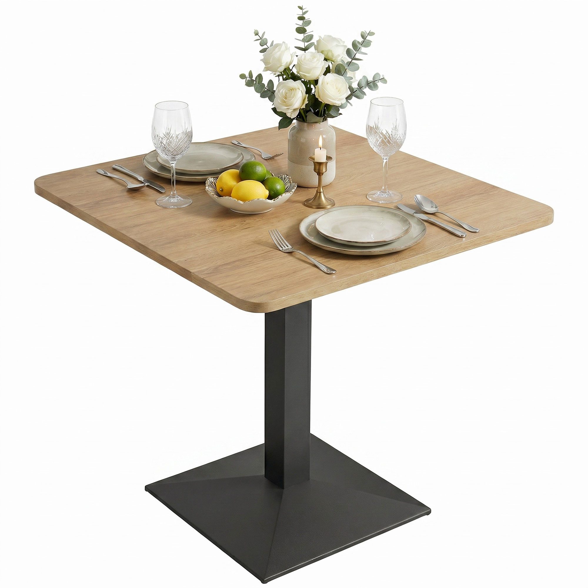 HOMCOM Esstisch mit Holzoptik Stahlbasis (Quadratischer Küchentisch, 1-St., Esszimmertisch), für Küche, Esszimmer und Wohnzimmer Dunkelbraun