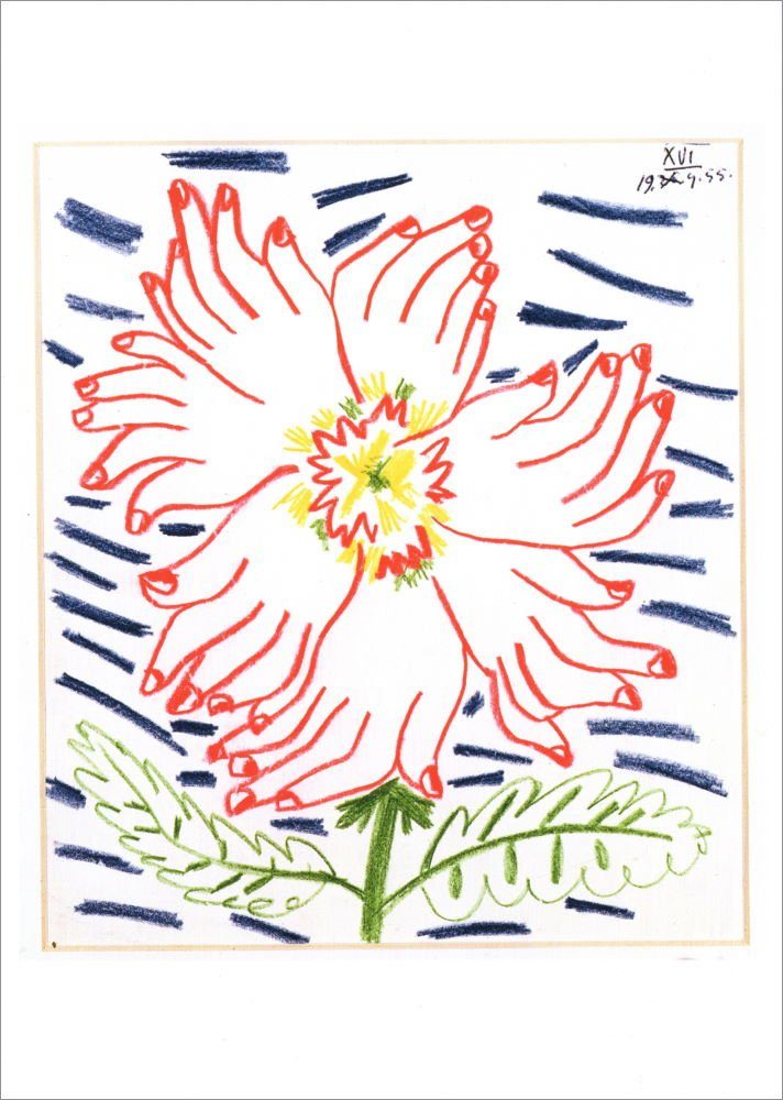 Postkarte Kunstkarte Pablo Picasso "Nr. XVI: Blume geformt aus Händen"