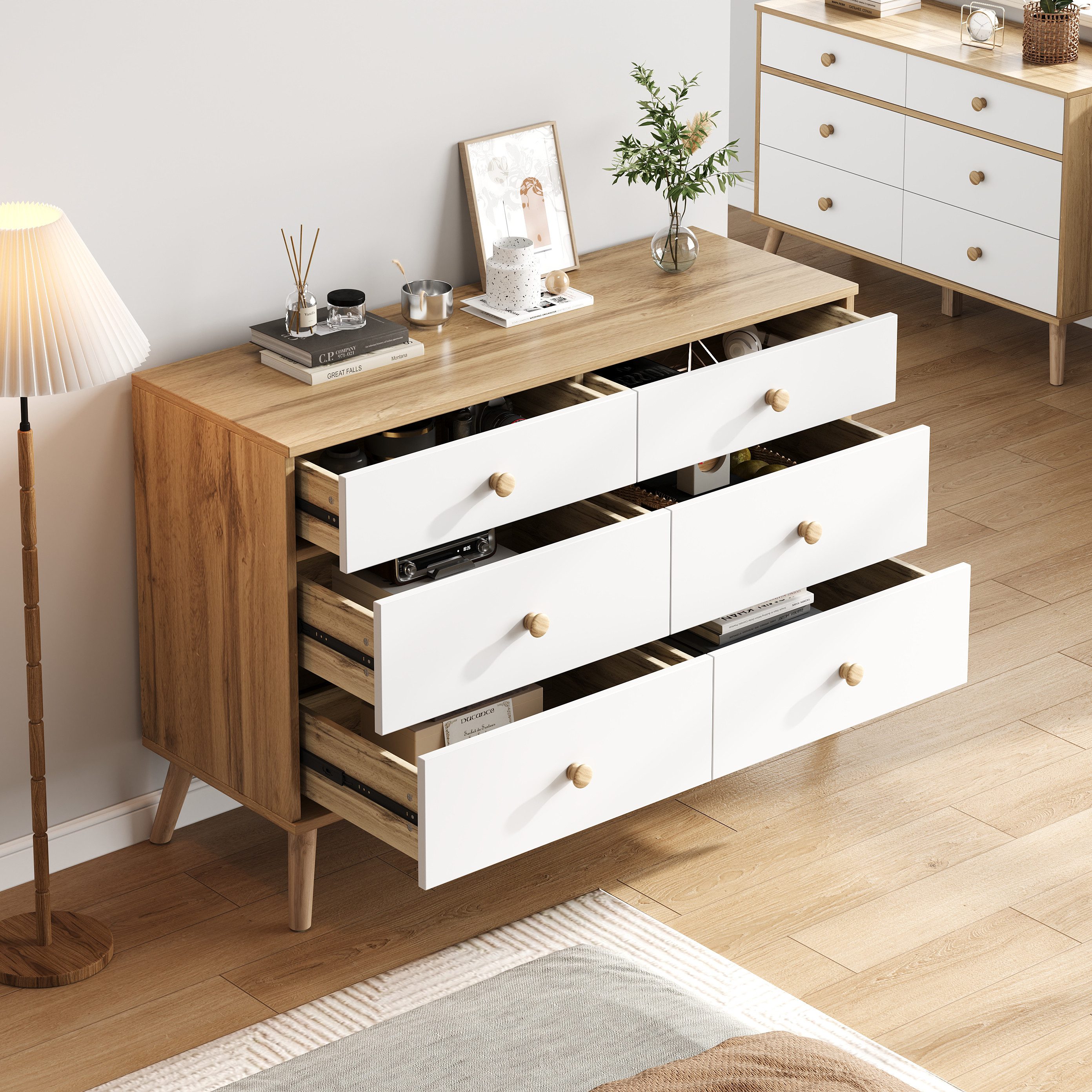 STILVORA Sideboard Kommode mit 6 schubladen,Seitenschrank günstig online kaufen