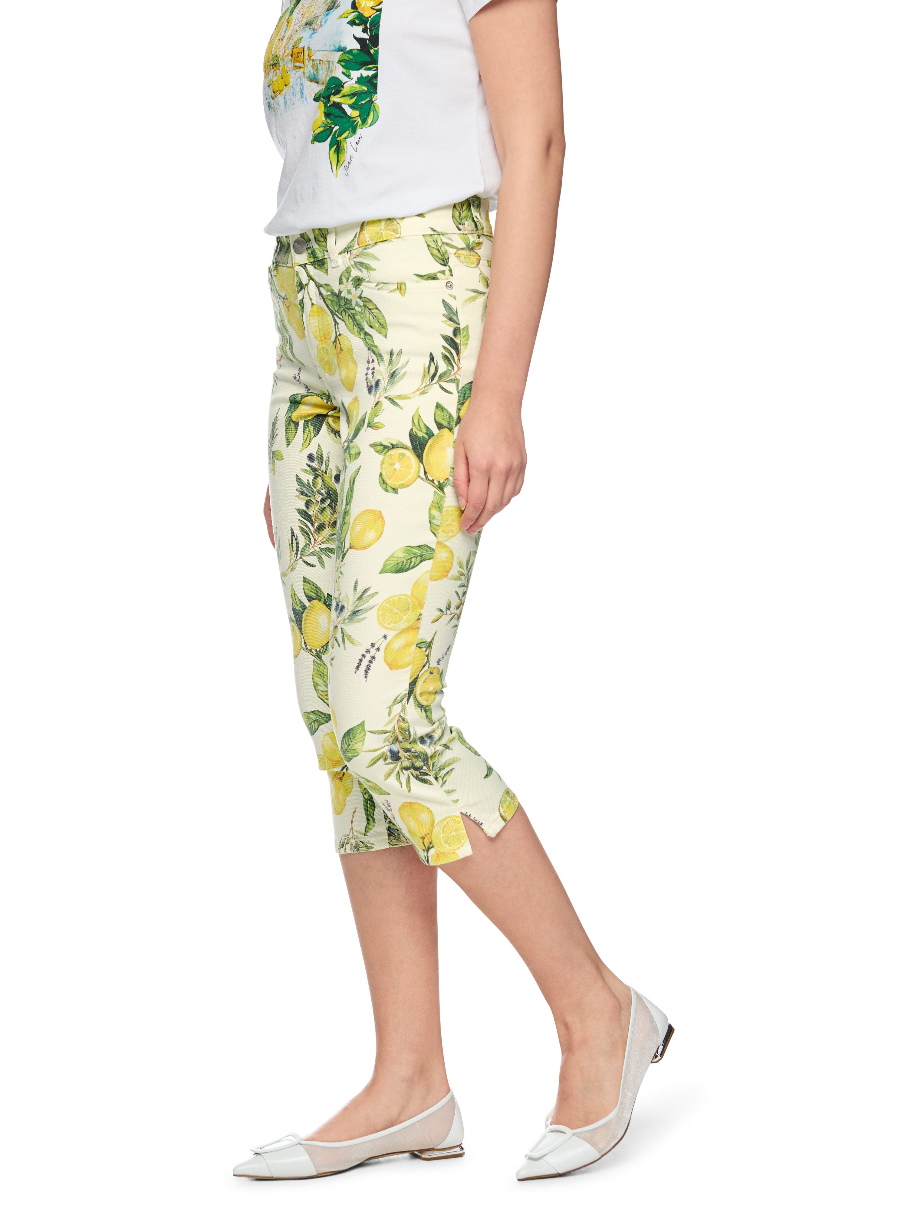 Marc Cain Caprijeans Amalfi Portofino Lemons Premium Damenmode Model: SILEA mit Zitronen-Print, slim fit