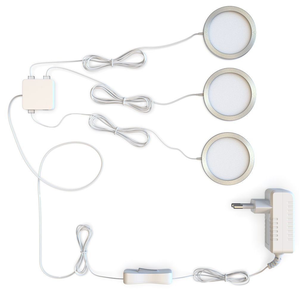 B.K.Licht LED Unterbauleuchte LED Deckenleuchte schwenkbar 3 x 8W 800lm 3.000K - BKL1106, LED fest integriert, Warmweiß, schwenkbar modern Chrom IP20 3-flammig – Bild 4 von 5