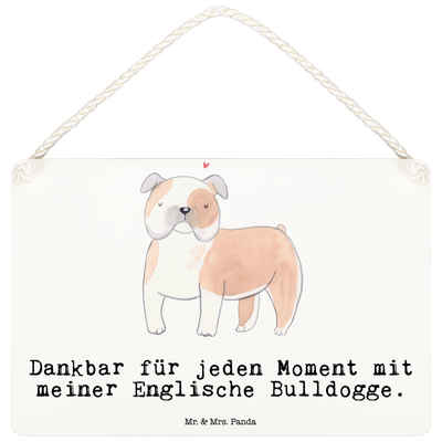 Mr. & Mrs. Panda Hinweisschild DIN A6 Englische Bulldogge Moment - Weiß - Geschenk, Tierfreund, Hund, (1 St)