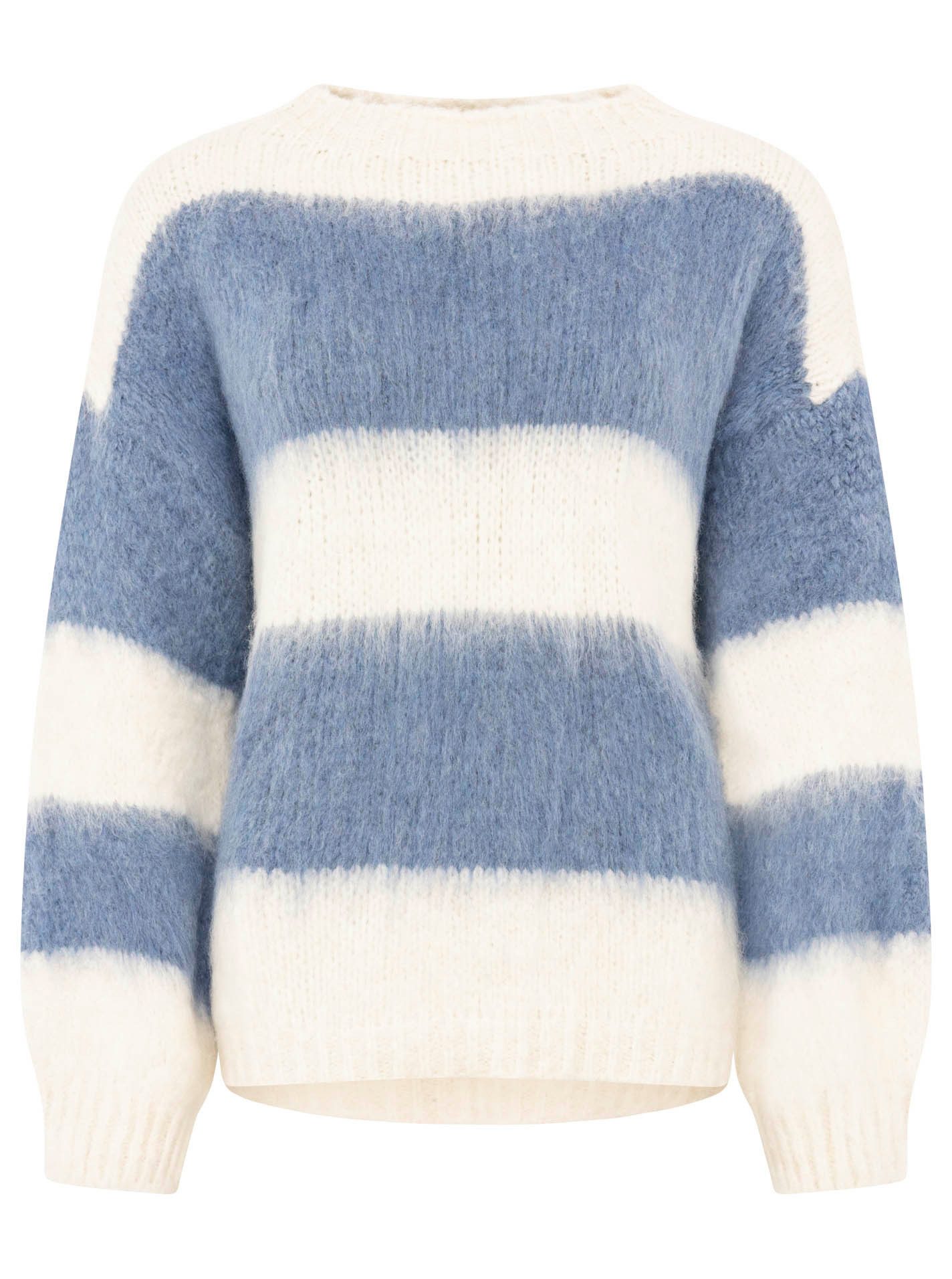 Zwillingsherz Strickpullover "Streifen" kuschelig mit Rundhalsausschnitt, Blockstreifen und Wollanteil
