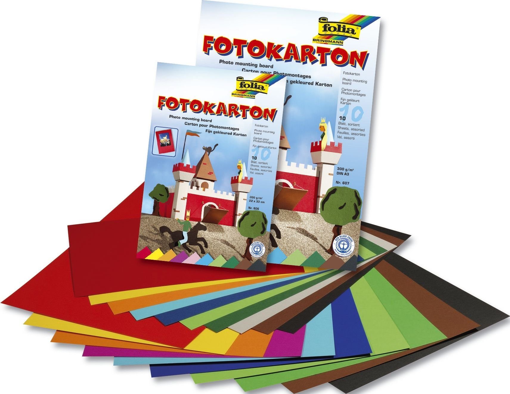 Folia Druckerpapier folia Fotokartonblock, DIN farbig A3, sortiert
