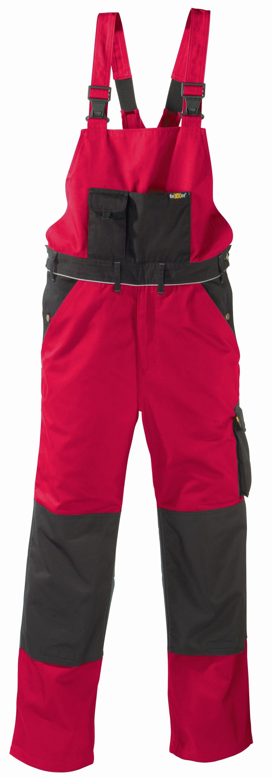 Arbeitslatzhose (320 g/m) Latzhose AMAZONAS rot/schwarz Gr. 46