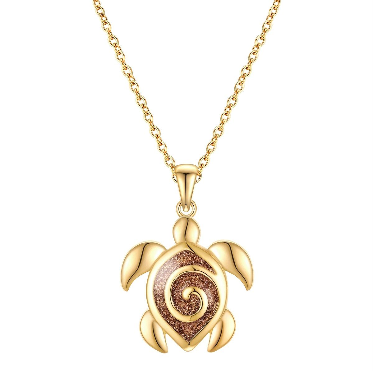 Rafaela Donata Silberkette Schildkröte gelbgold, mit Motiv Schildkröte | Silberketten