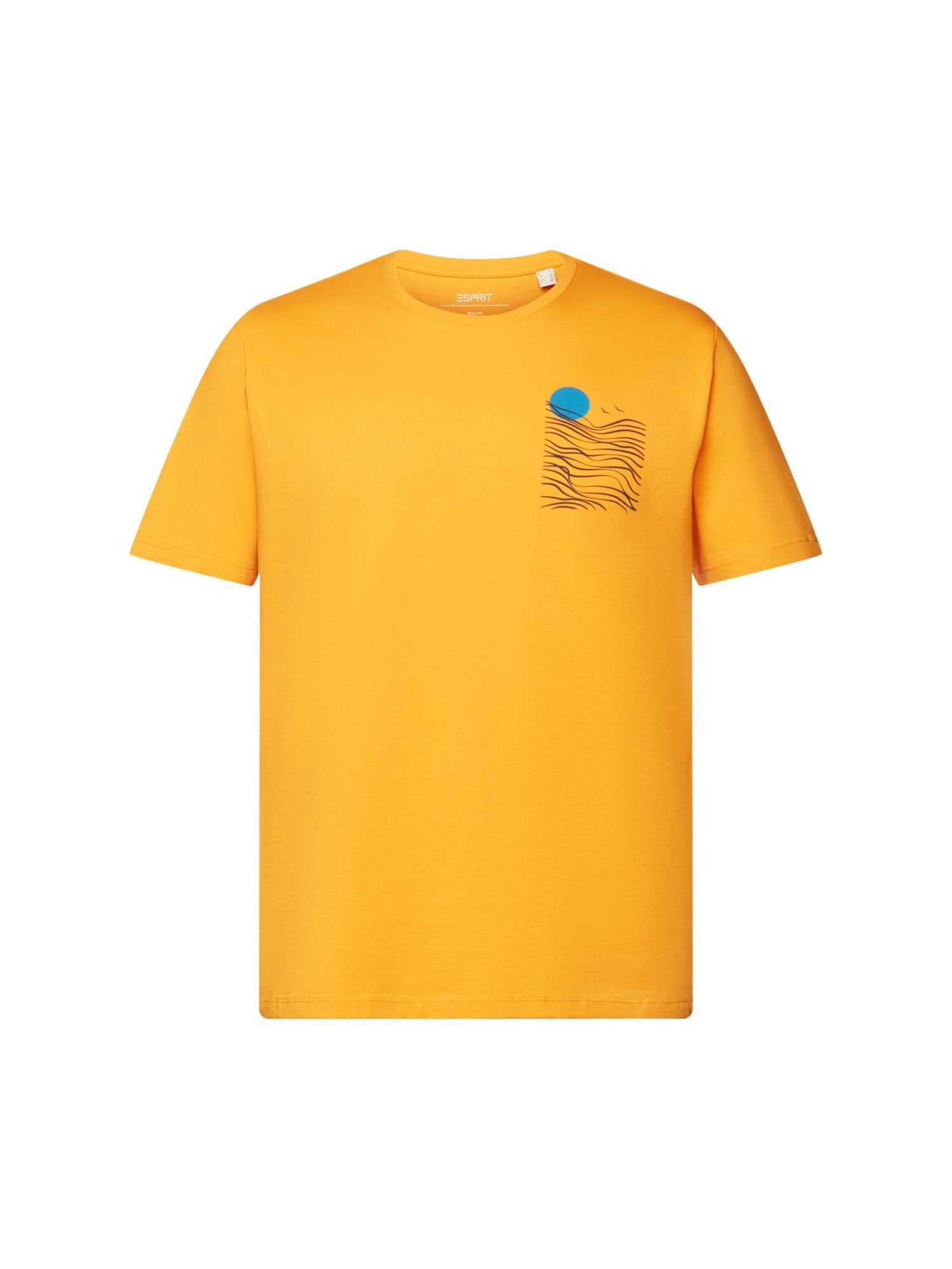 edc by Esprit T-Shirt Jersey-T-Shirt mit Brust-Print, 100 % Baumwolle (1-tlg) BRIGHT ORANGE