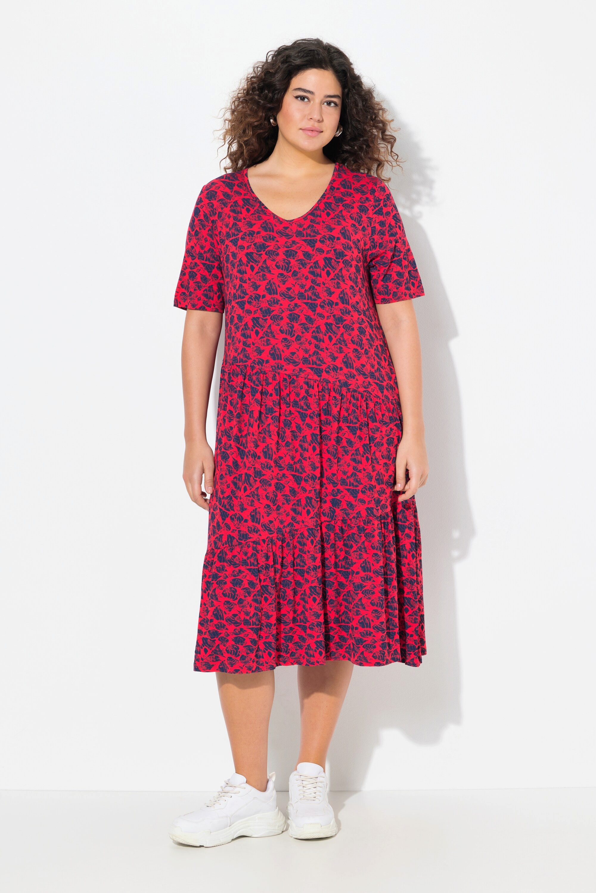 Ulla Popken Midikleid Jerseykleid Volants A-Linie günstig online kaufen