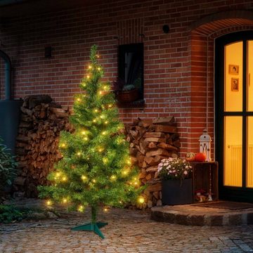 Raburg Künstlicher Weihnachtsbaum Deko-Tannenbaum, 150 cm hoch mit 80 WARM-WEIßEN LEDs, Tanne, natürliches GRÜN, 3,6 W, 3 m Stromkabel, flexibel aufstellbar, Indoor