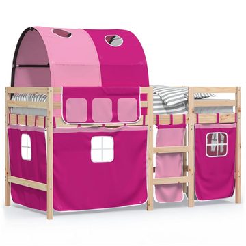 vidaXL Bett Kinderhochbett mit Tunnel Rosa 90x200 cm Massivholz Kiefer