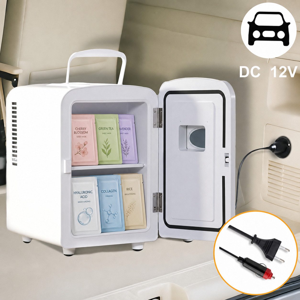 Nettlife Kühlbox 4L Mini Kühlschrank 12V leise Kompakter Tragbarer Klein Kühlschrank, Geeignet für Getränke Kosmetik Essen