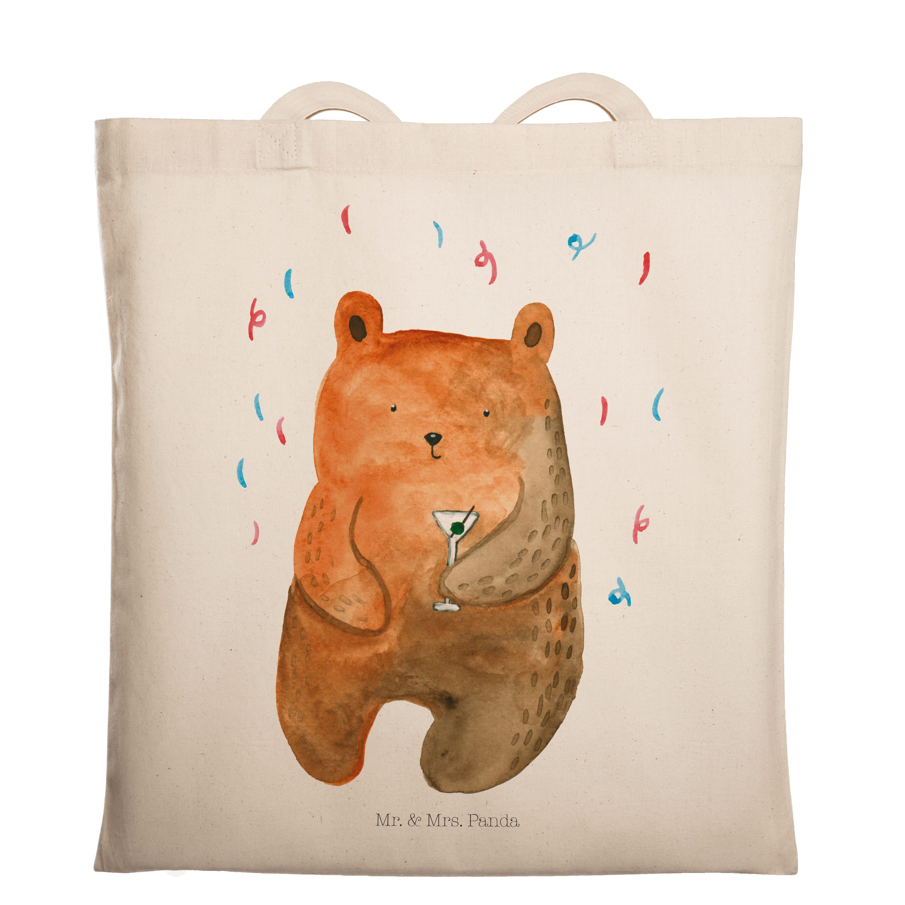Einkaufstasche, Beutelt Geschenk, Mrs. Bär Panda - & Tragetasche (1-tlg) - Mr. Teddybär, Transparent Party