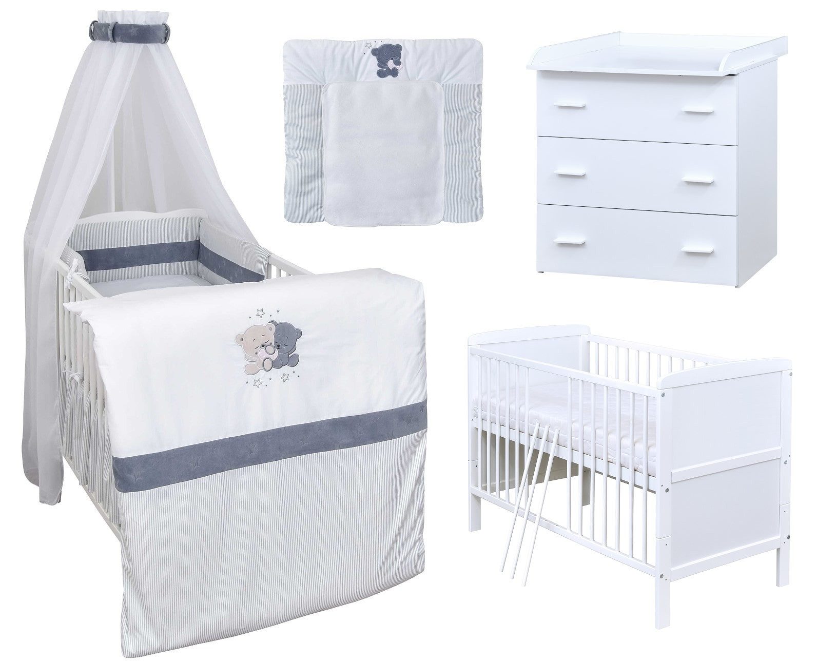 Baby-Delux Babyzimmer-Komplettset Babyzimmer 140x70 weiß Komplettset, (13-t günstig online kaufen