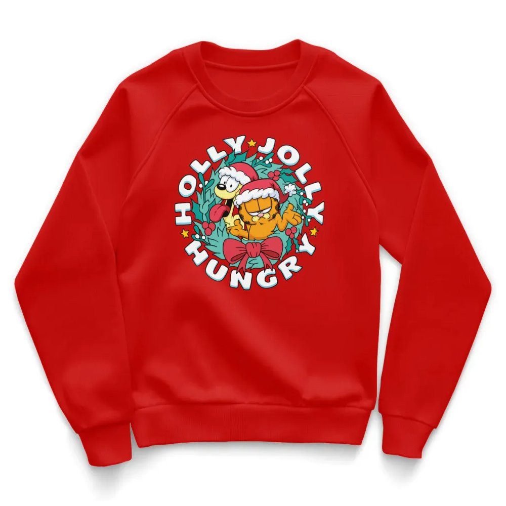 Garfield Sweatshirt Holly Jolly Hungry Kids Sweatshirt