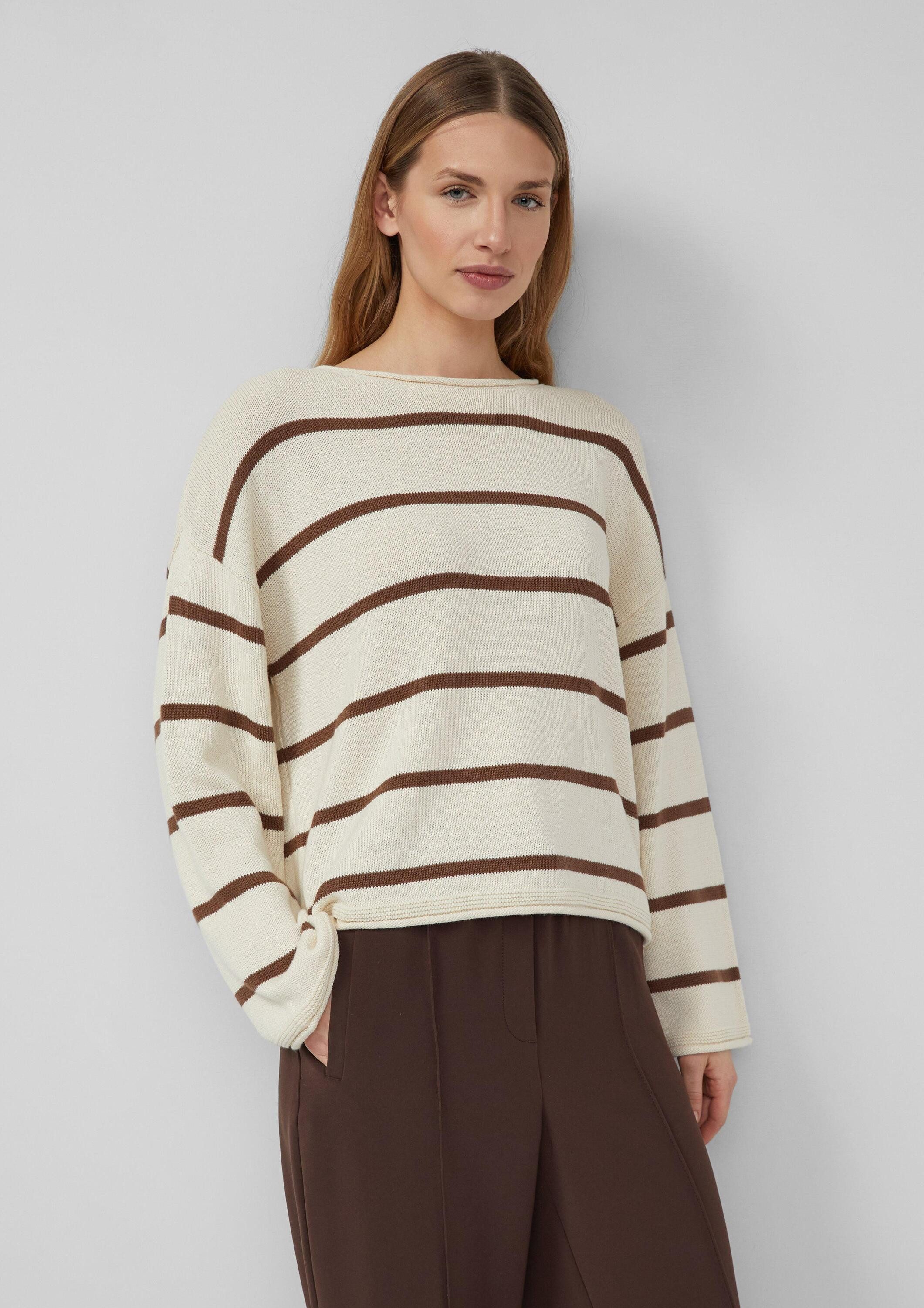 s.Oliver Longpullover Strickpullover Gestreifter Pullover im Relaxed Fit günstig online kaufen