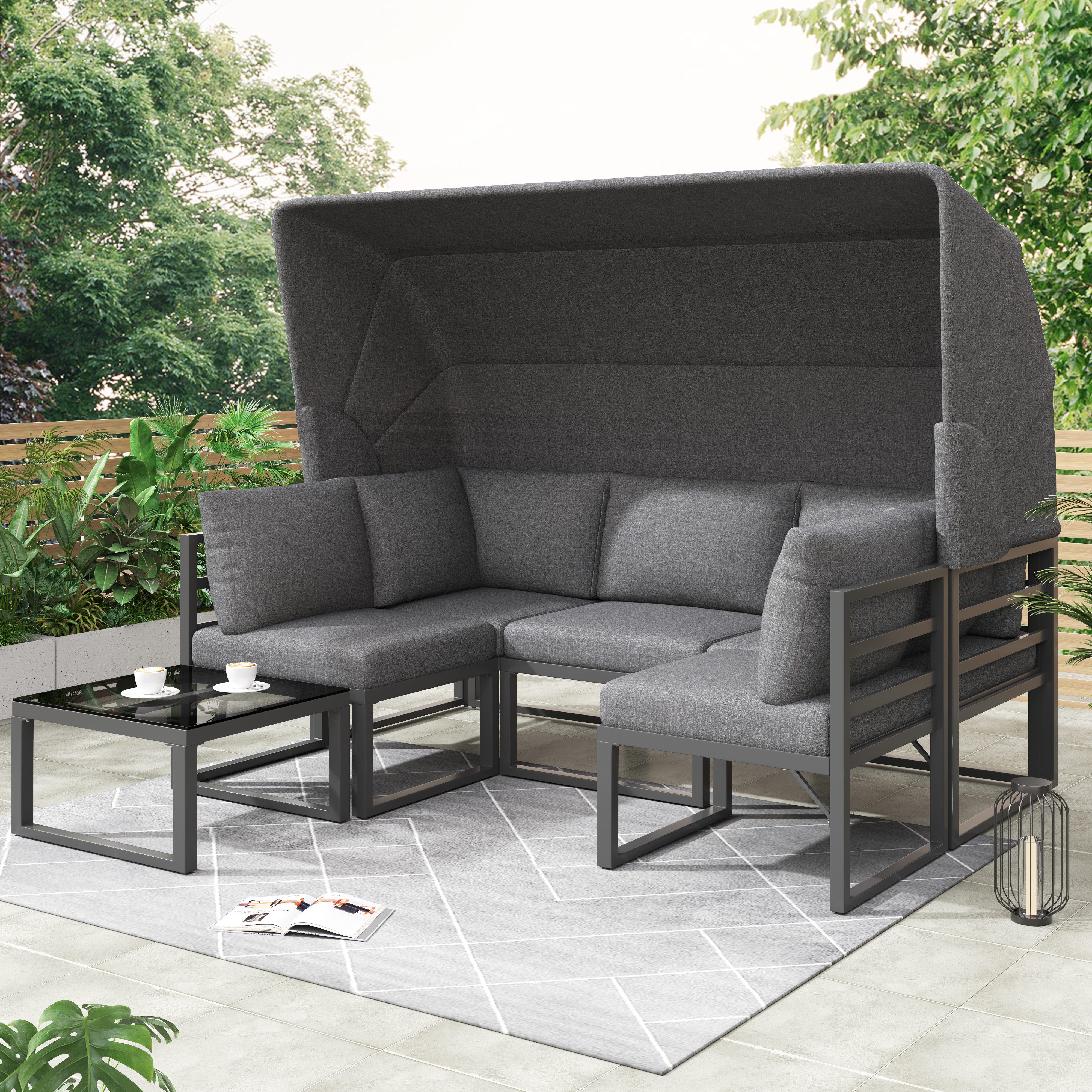 Yemaster Gartenlounge-Set 4-teiliges Garten-Loungeset aus verzinktem günstig online kaufen