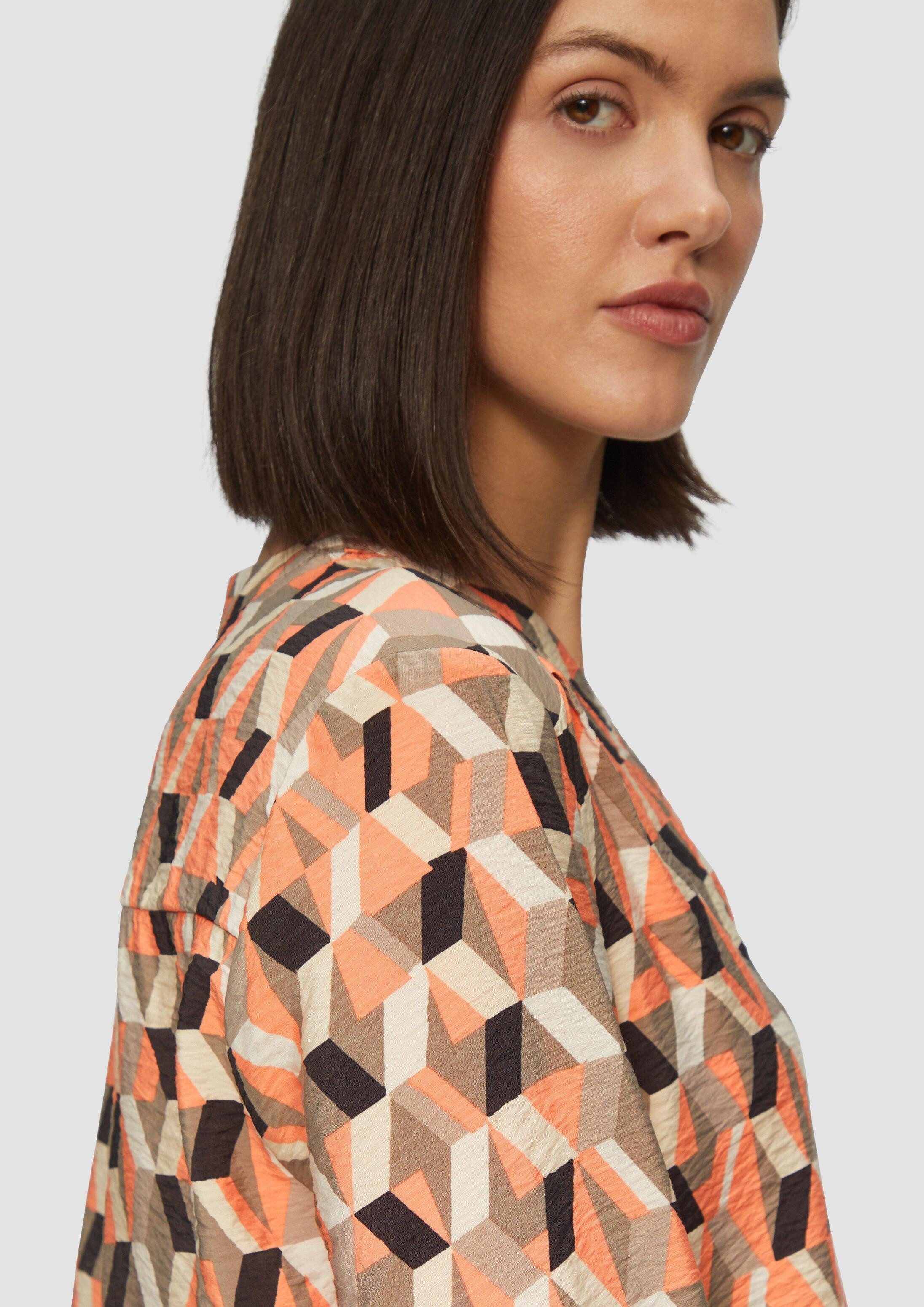 s.Oliver Langarmbluse Bluse Strukturierte Bluse mit V-Ausschnitt