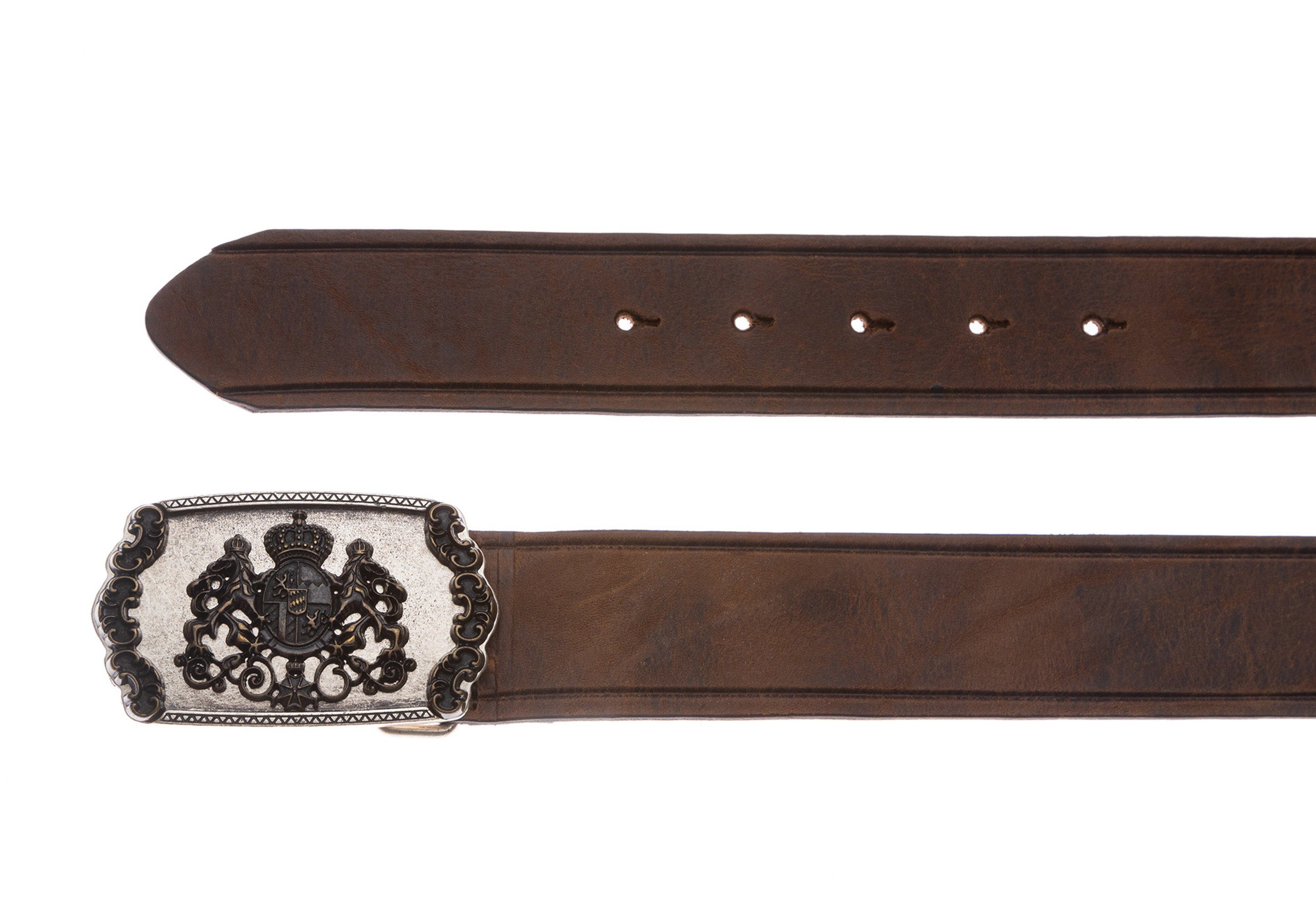 Der Trachtler Ledergürtel Trachtengürtel mit geprägtem Leder und Bayernwapp günstig online kaufen