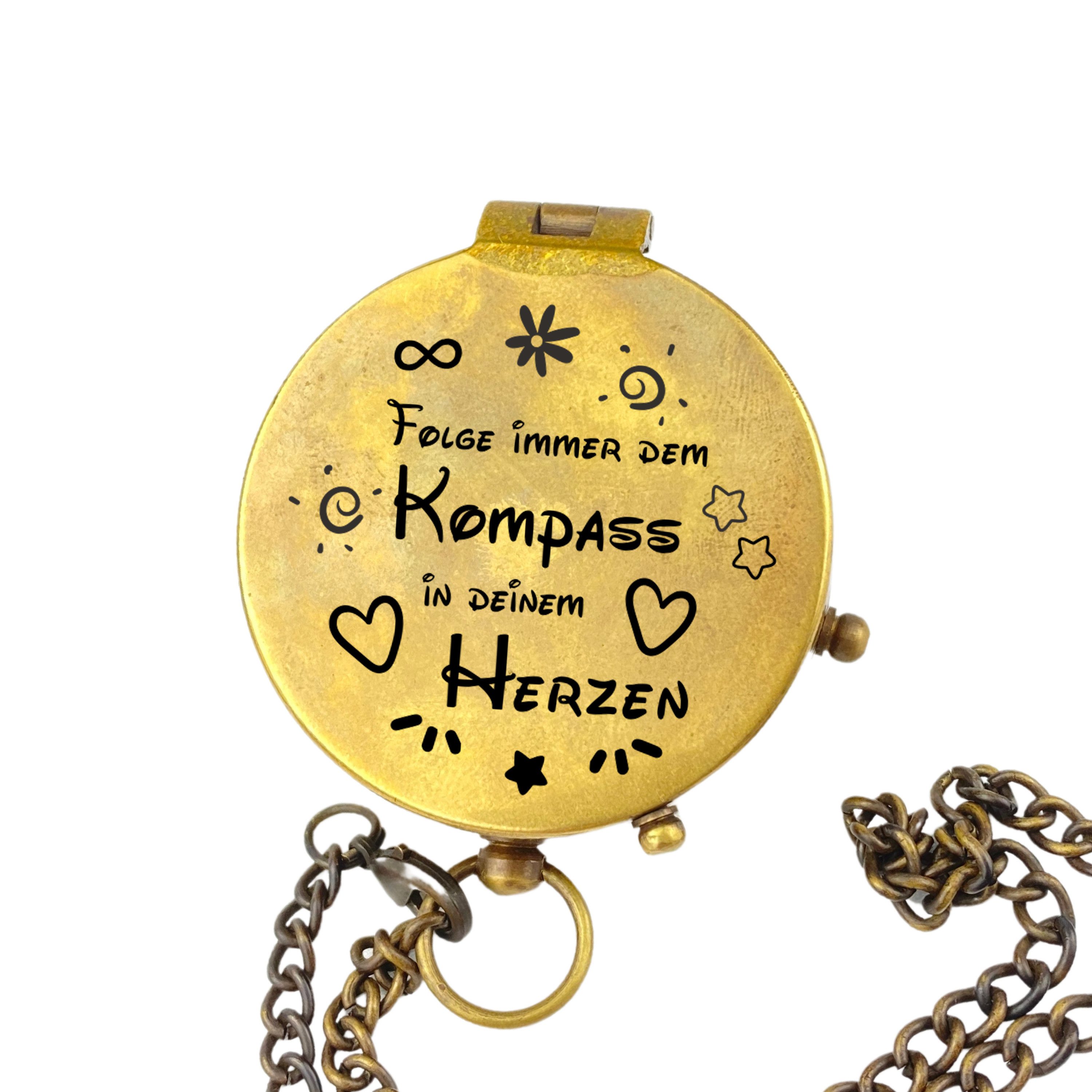 Kompass Kompass Vintage Optik mit Gravur auf dem Deckel verschiedene Motive