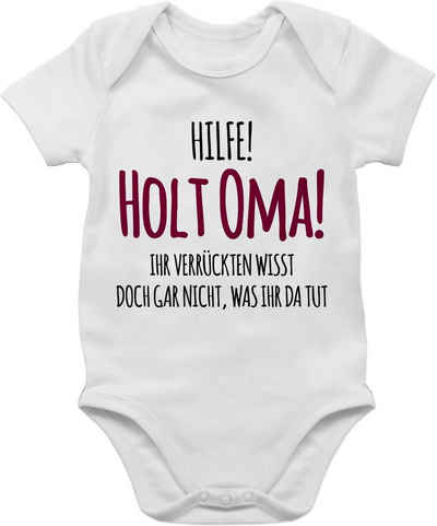 Shirtracer Shirtbody »Hilfe Holt Oma - Statement Sprüche Baby - Baby Body Kurzarm« bodys baby mädchen weiß - babykleidung 0-6 monate junge - für oma