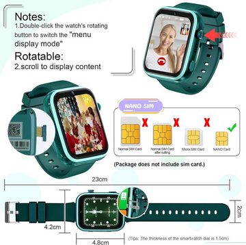 Jianyana Smartwatch (1,4 Zoll, 4G), Kinder-Smartwatch 4G GPS, Telefon Video, SMS, Kamera, Musik, Geschenk