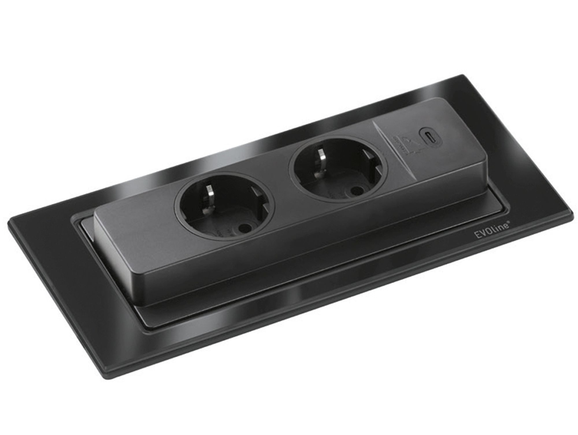 Evoline Einbausteckdose Küche EVOline BackFlip Küchensteckdos USB C versenkbar Einbau-Tischsteckdose 3-fach (USB-Anschluss, Schutzkontakstecker)