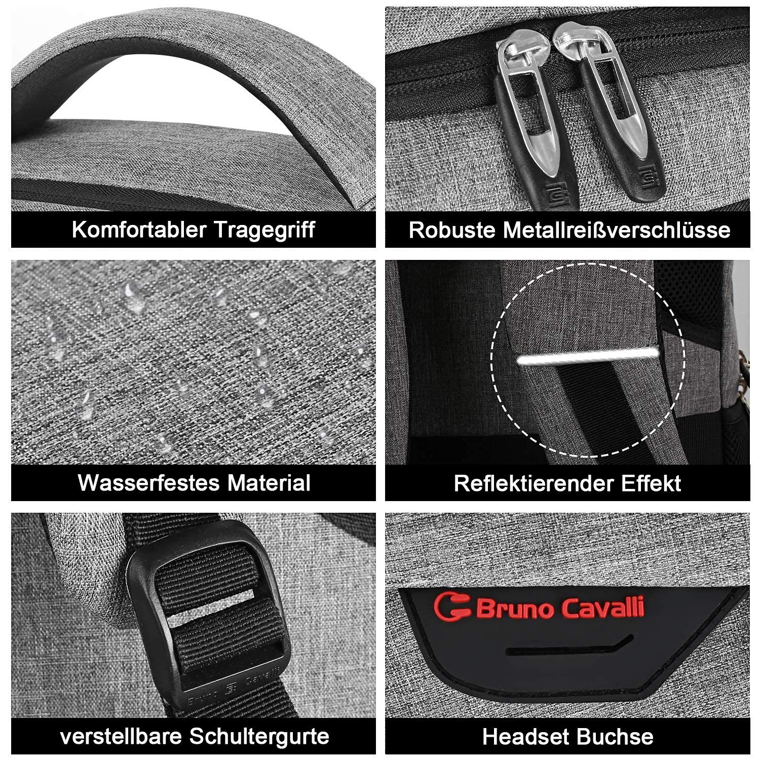 HAUSS SPOLE Laptoprucksack Reisetasche Rucksäcke mit USB-Ladeport, wasserdicht, verstellbare (mit USB-Ladeanschluss, Laptopfach und Anti Diebstahl Tasche, Backpack mit Laptopfach), Oxford-Stoff, Polyester