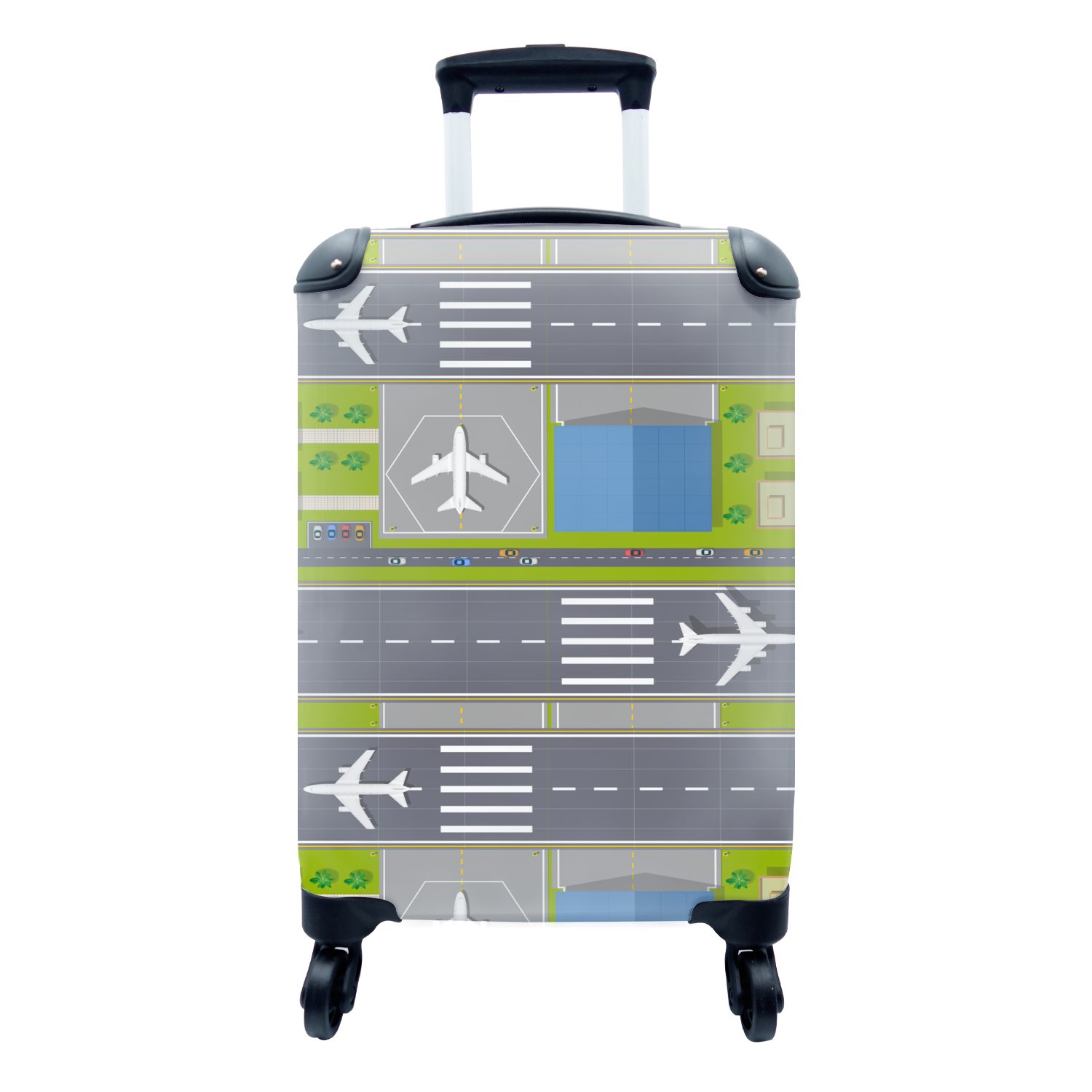 Handgepäckkoffer für Flughafen Design mit Reisetasche Rollen, MuchoWow Flugzeug, 4 Reisekoffer - - Handgepäck rollen, Ferien, Trolley,