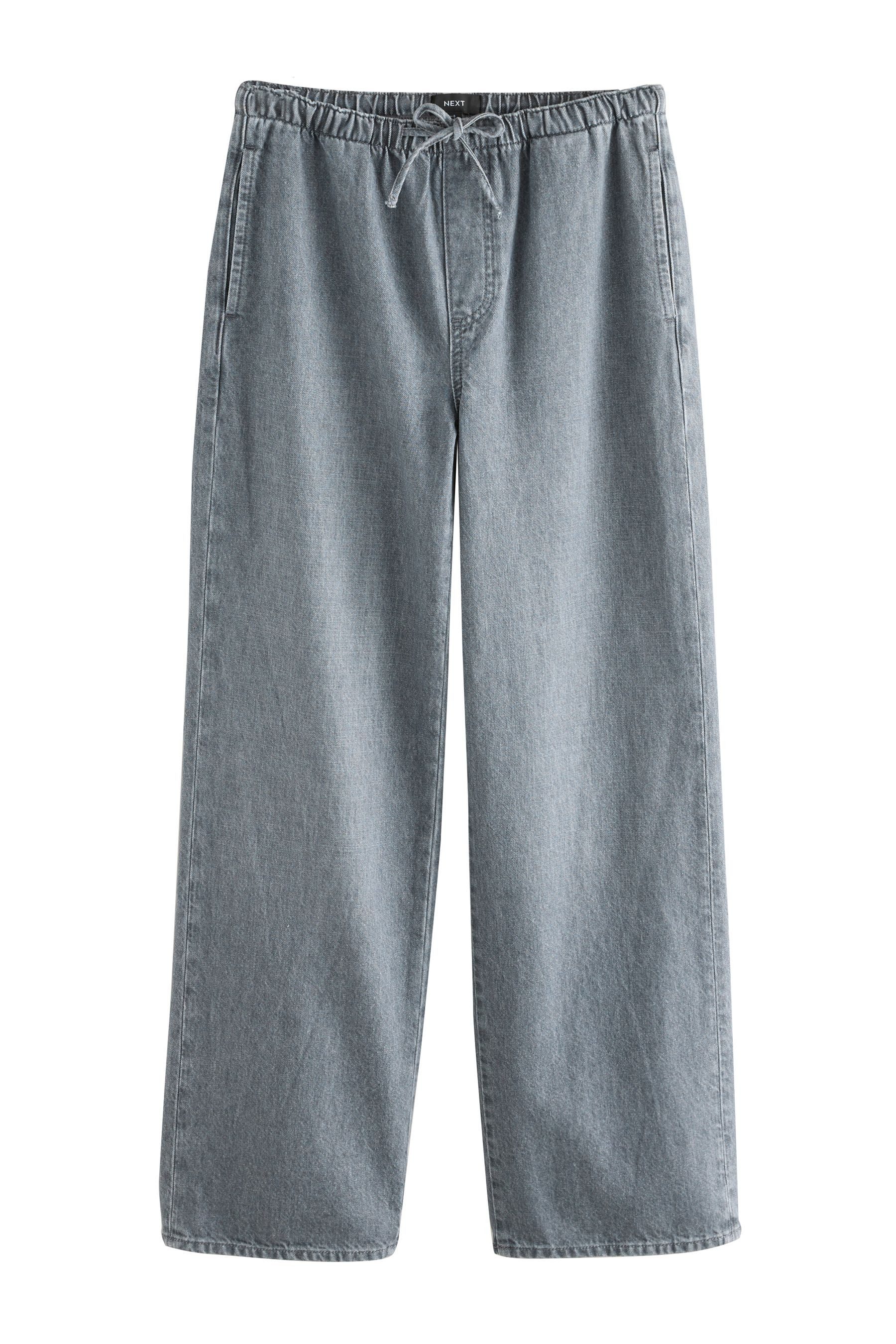Weite Jeans Schlupfhose mit weitem Bein und Kordelzug
