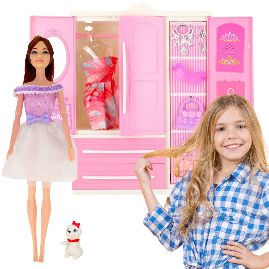 Mega Creative Puppenkleiderschrank Puppe, 29 cm, mit Zubehör, Kleiderschrank 3+ MEGA CREATIVE