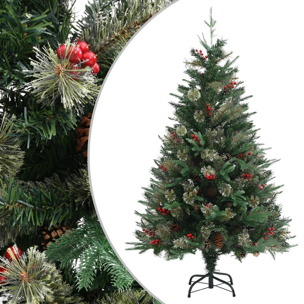 vidaXL Künstlicher Weihnachtsbaum Weihnachtsbaum mit Zapfen Grün 120 cm PVC & PE