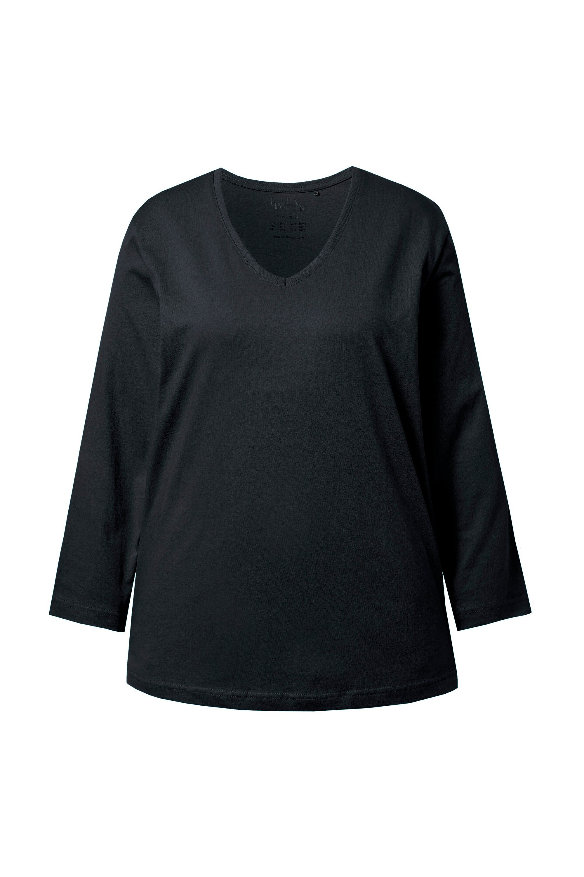 Ulla Popken T-Shirt Shirt V-Ausschnitt Relaxed Langarm günstig online kaufen