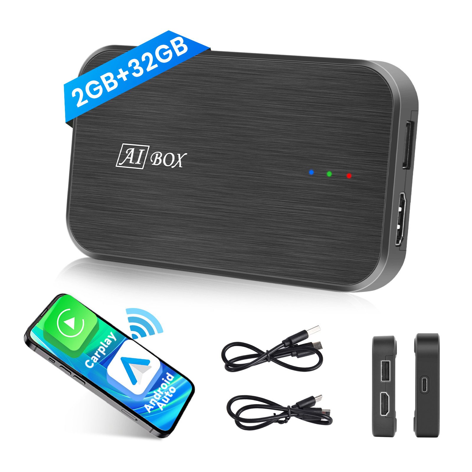 Al Box Android 10 2+32G Wireless CarPlay Wireless Android Auto KFZ-Adapter