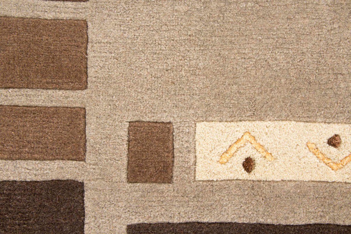 handgeknüpft, carpetfine, 20 Jaipur, Wolle, Höhe: Wollteppich reine mm, hellbraun Nepal Wohnzimmer rechteckig,