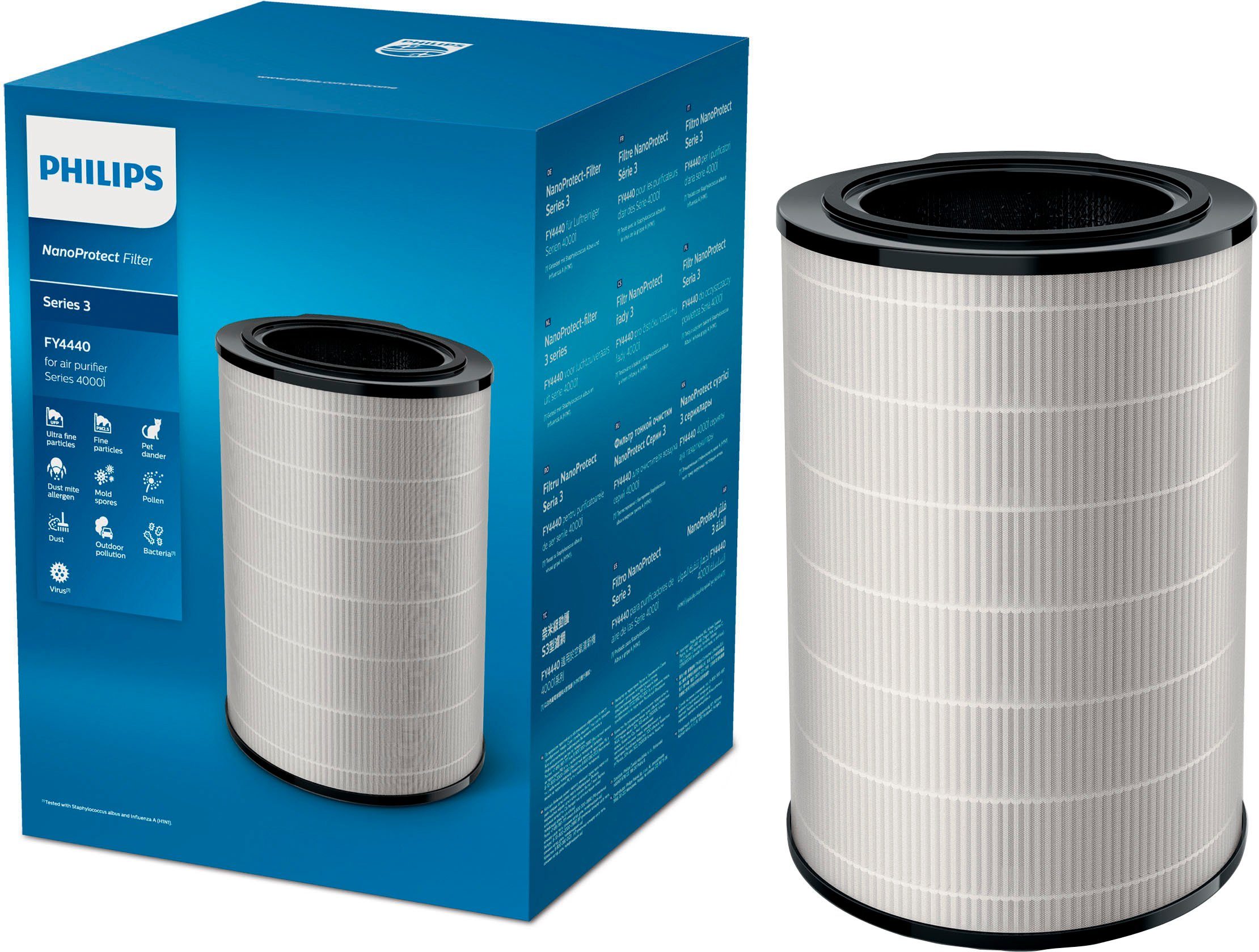 Philips NanoProtect Filter FY4440/30, Zubehör für Philips Luftreiniger der Series 4000(i), Kombifilter