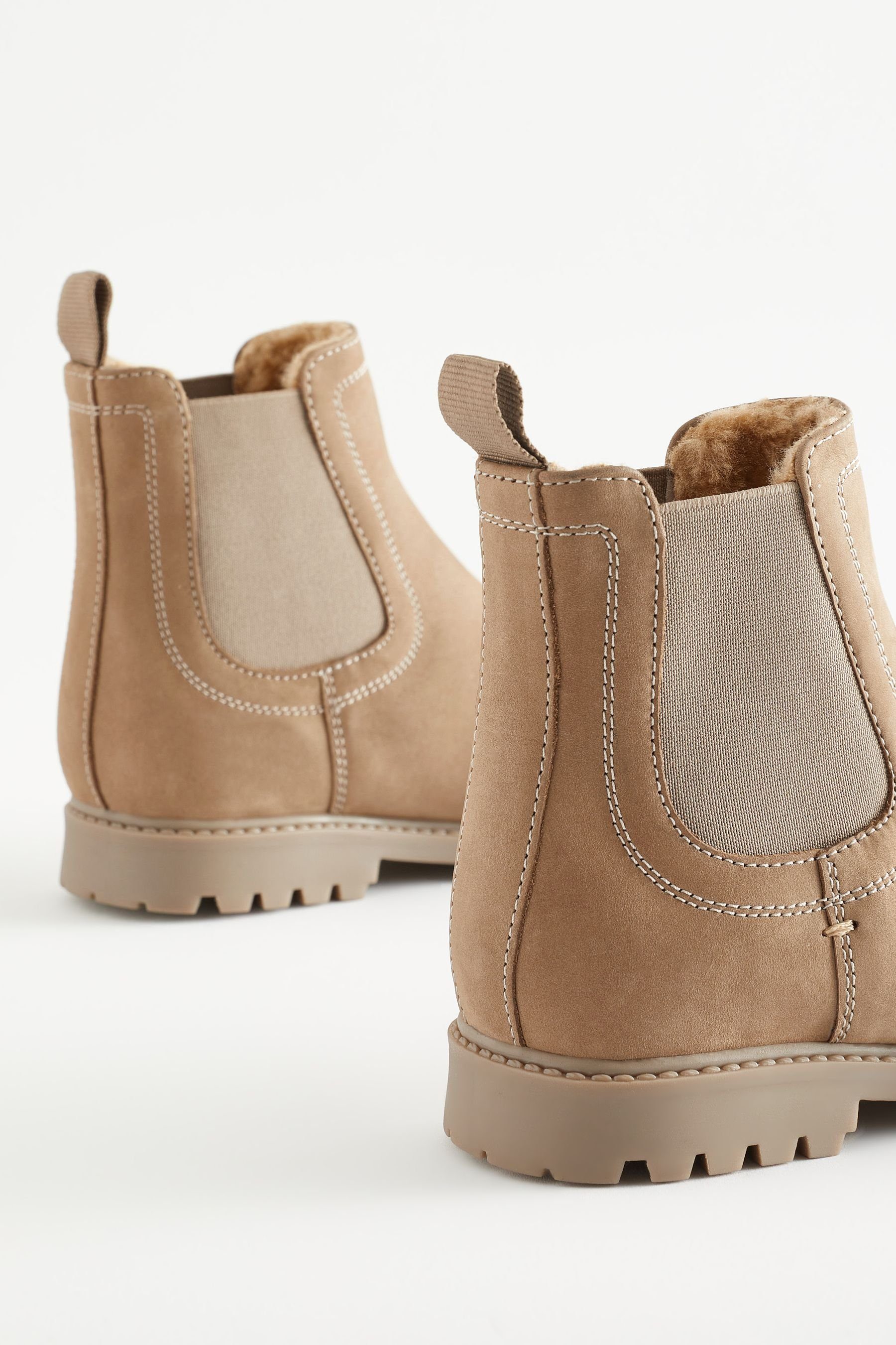 Next Chelsea Boots aus Leder Natural (1-tlg) Stone mit Stiefel Thinsulate™-Futter