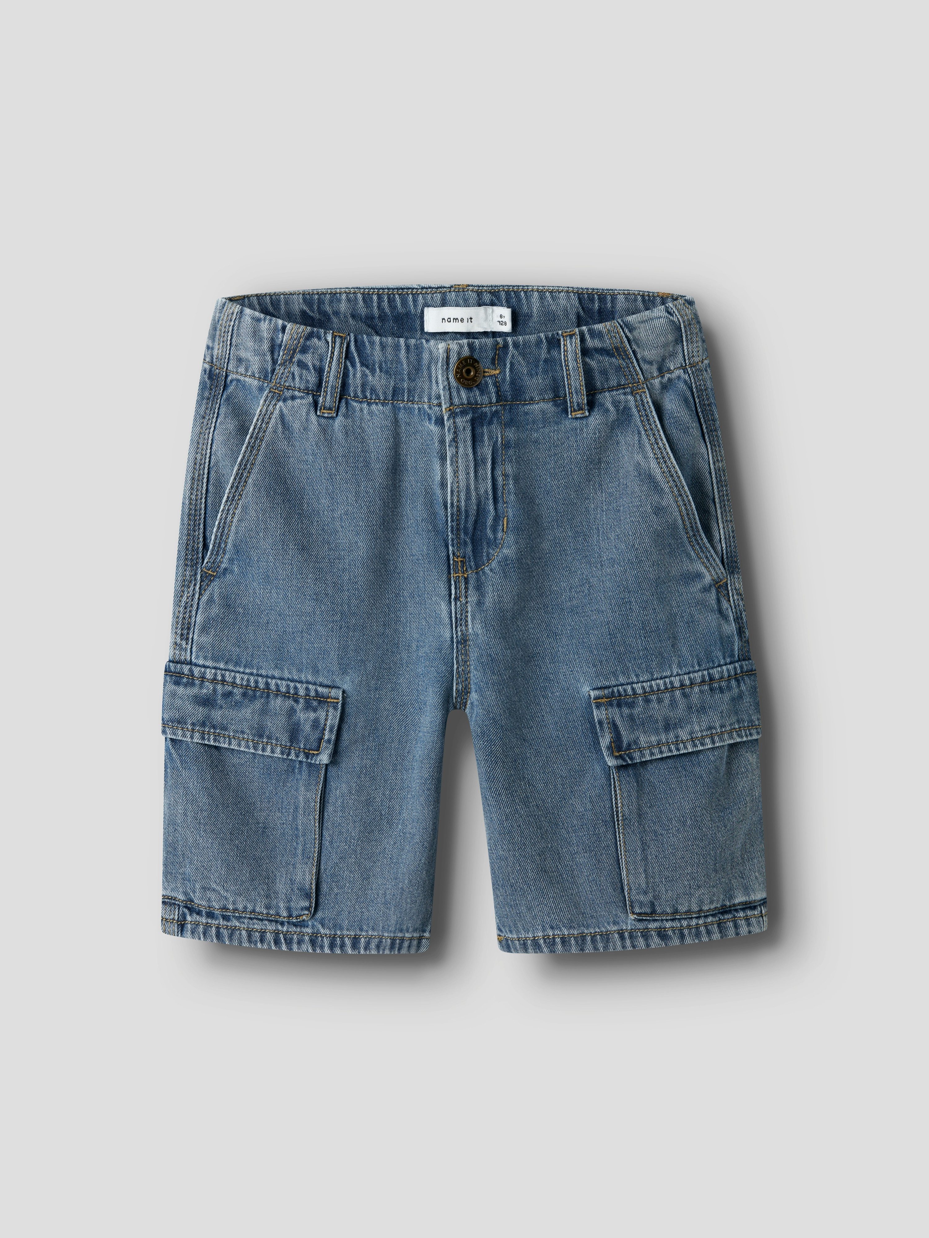 Name It Jeansshorts NKMRYAN L DNM CARGO SHORTS 8250-OZ Baumwolle, verstellbarer Bund, Used Look