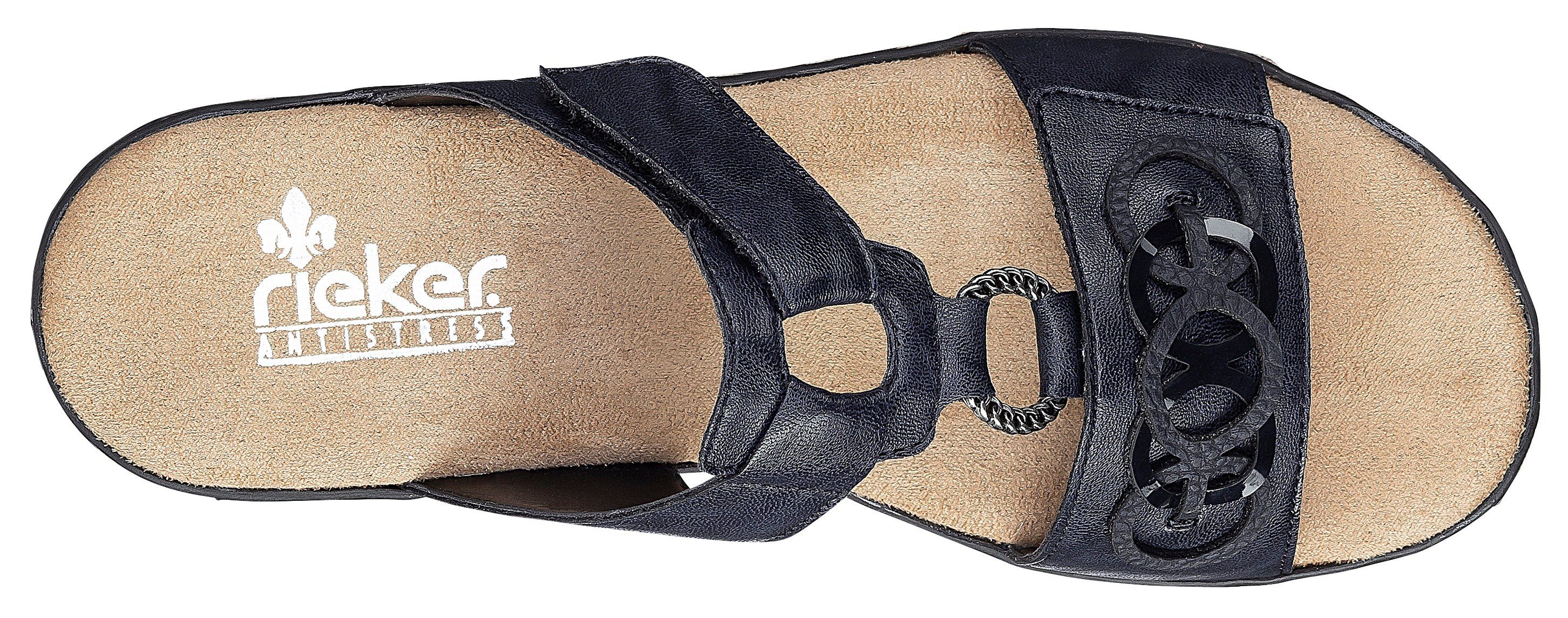 Rieker Pantolette, Plateau, Sommerschuh, Schlappen mit Schmuckelementen
